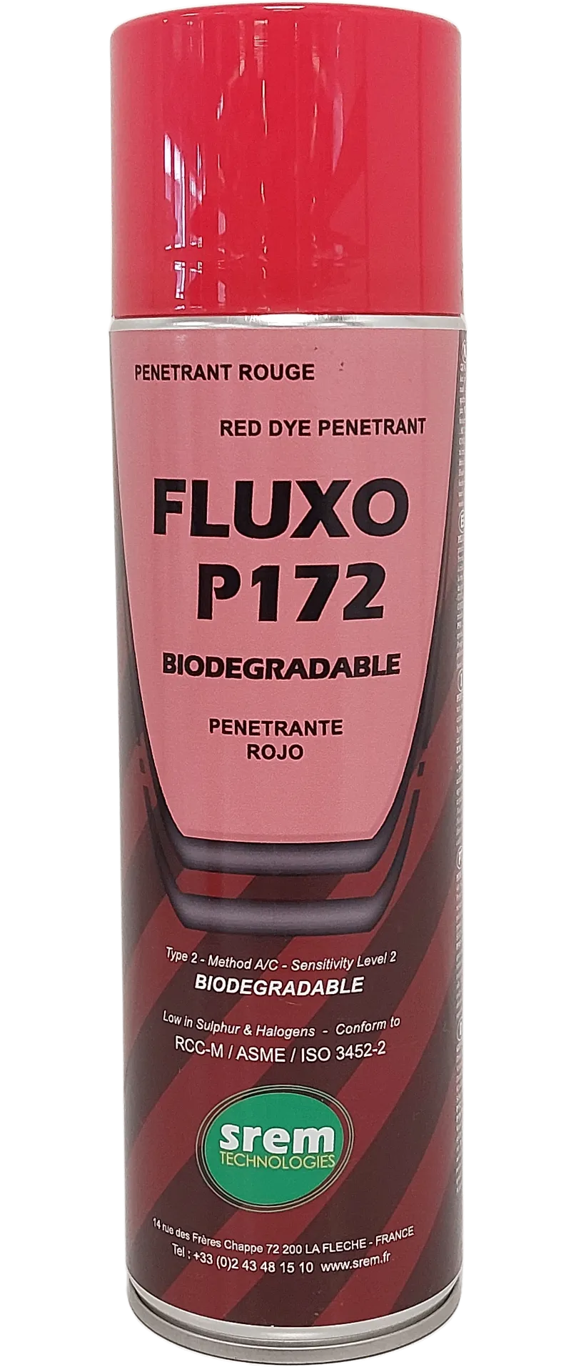 FLUXO P172 – Biologisk nedbrytbar rød penetrant. – PT aerosol 500 ml