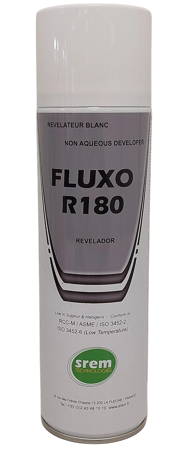FLUXO R180 – Hvit fremkaller for penetrantprøving – rask fordamping. – PT aerosol 500 ml